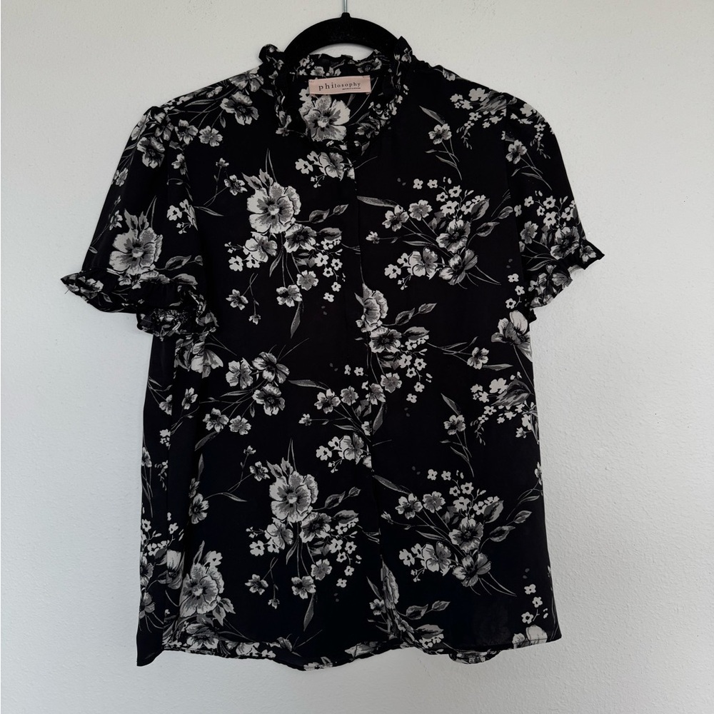 Philosophy Black and White Floral Blouse
